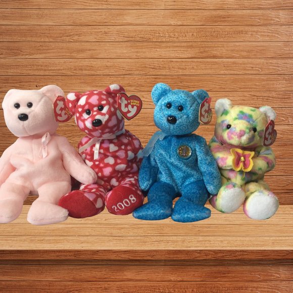 Ty Other - Ty Beanie Baby Lot of 4 Cure, Hearts A Flutter, Classy and Bloom